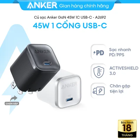 Củ sạc nhanh Anker Nano 45W USB-C (A2692)